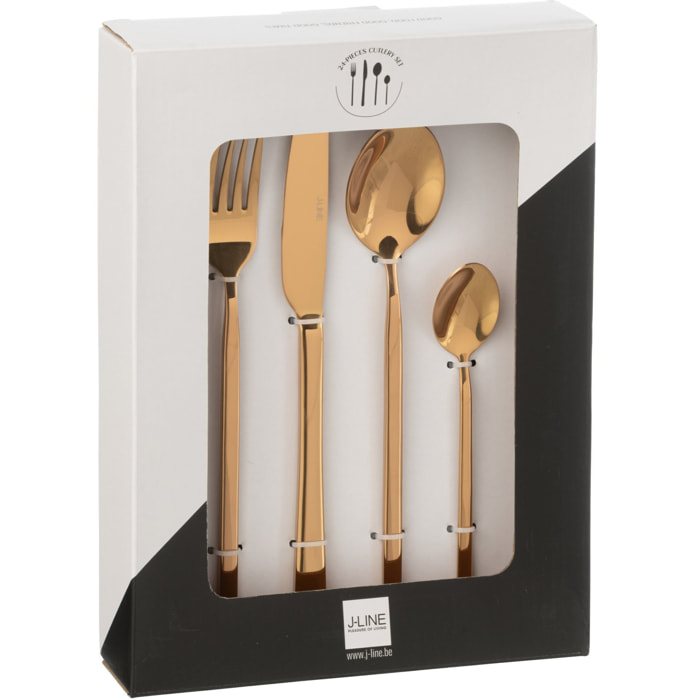 J-Line couverts - acier inoxydable - brillant  cuivre - box de 24 pièces