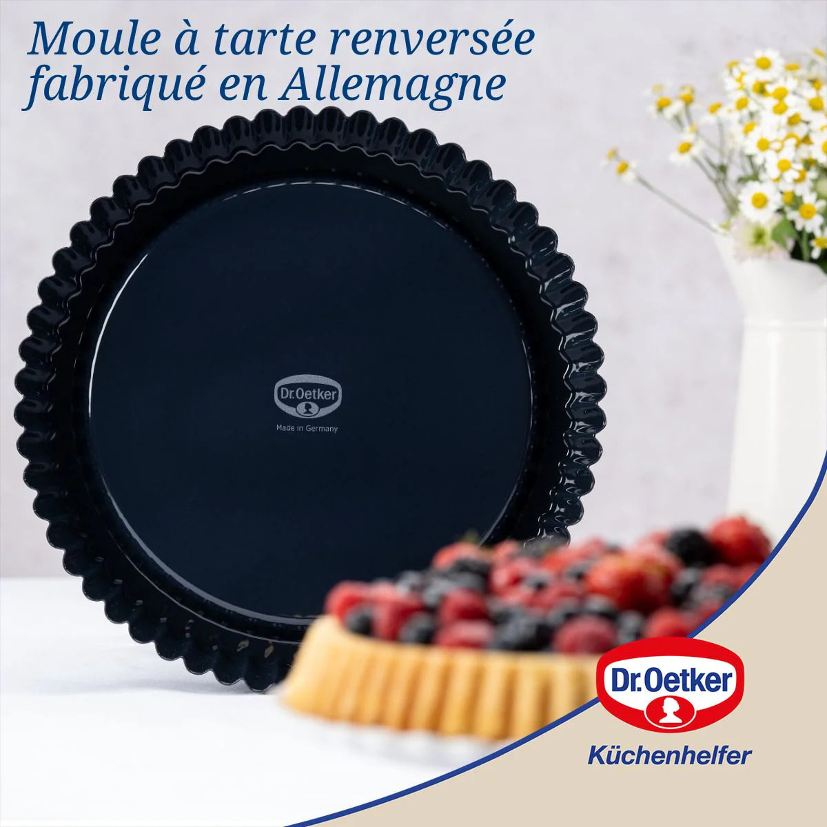Plat à tarte 28 cm avec revêtement en quartz émaillé Dr.Oetker Back Liebe