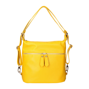 Borsa a spalla convertibile in zaino Bianca da donna In Vera pelle Made in Italy 30x26x9 cm