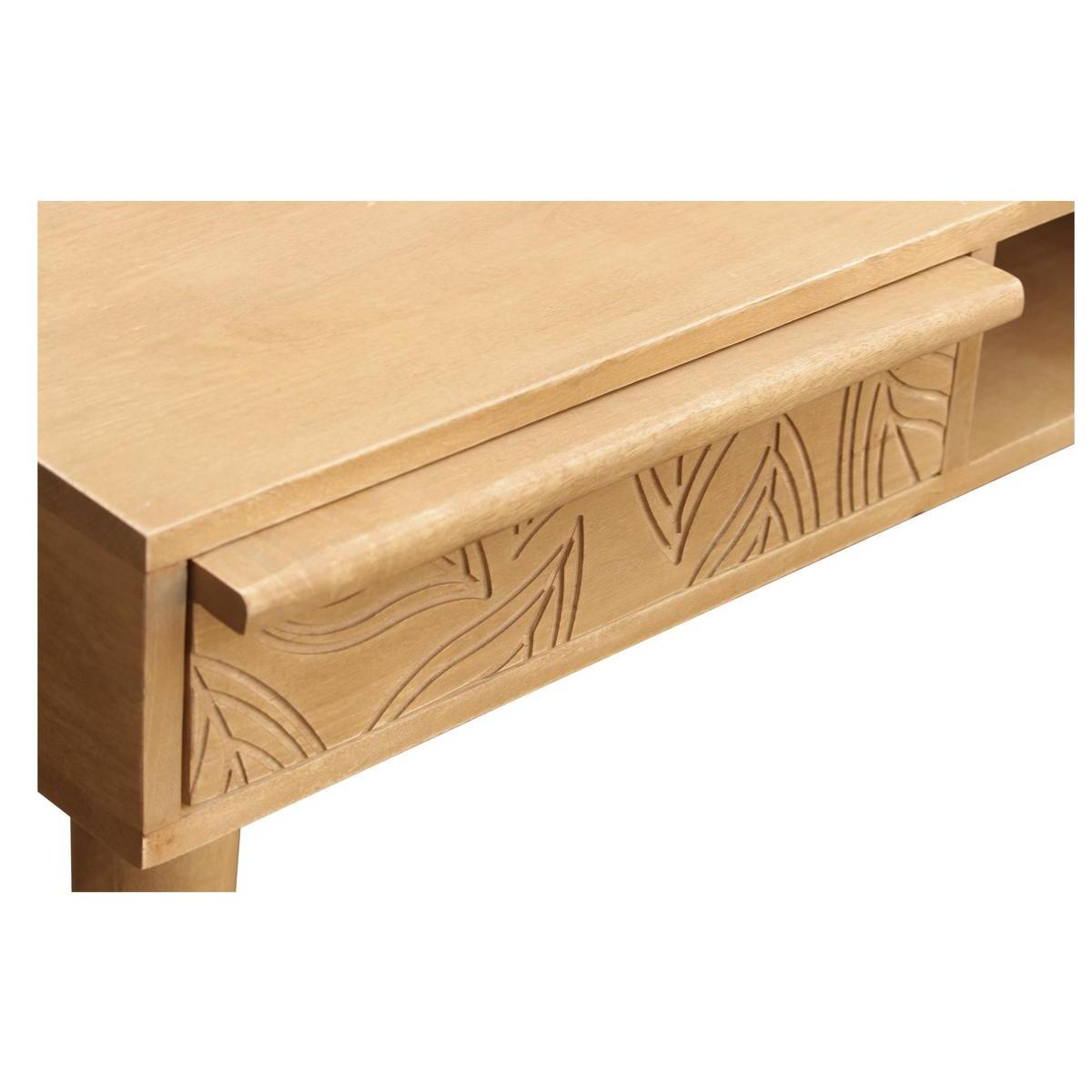 Bureau avec rangements 2 tiroirs ethnique bois manguier massif gravé L120 cm KAFFIR
