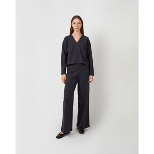 Pantalón largo pinza paño azul marino