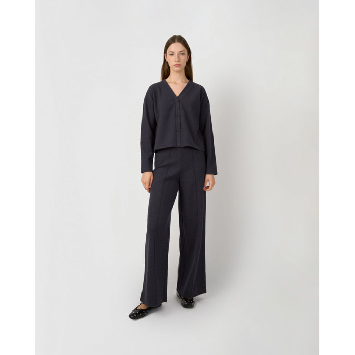 Pantalón largo pinza paño azul marino