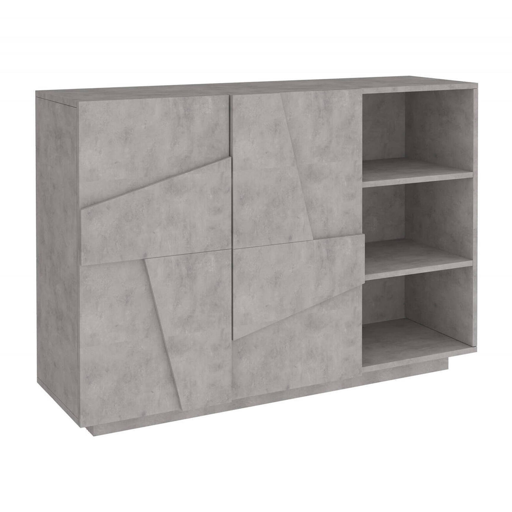 Mobile da ingresso a 2 ante e scaffali aperti, Made in Italy, Entratina moderna, Credenza per atrio, cm 121x38h86, colore Grigio Ardesia