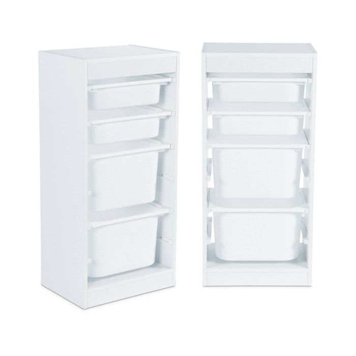 Meuble de rangement enfant 4 bacs de rangement (lot de 2) SORA X2