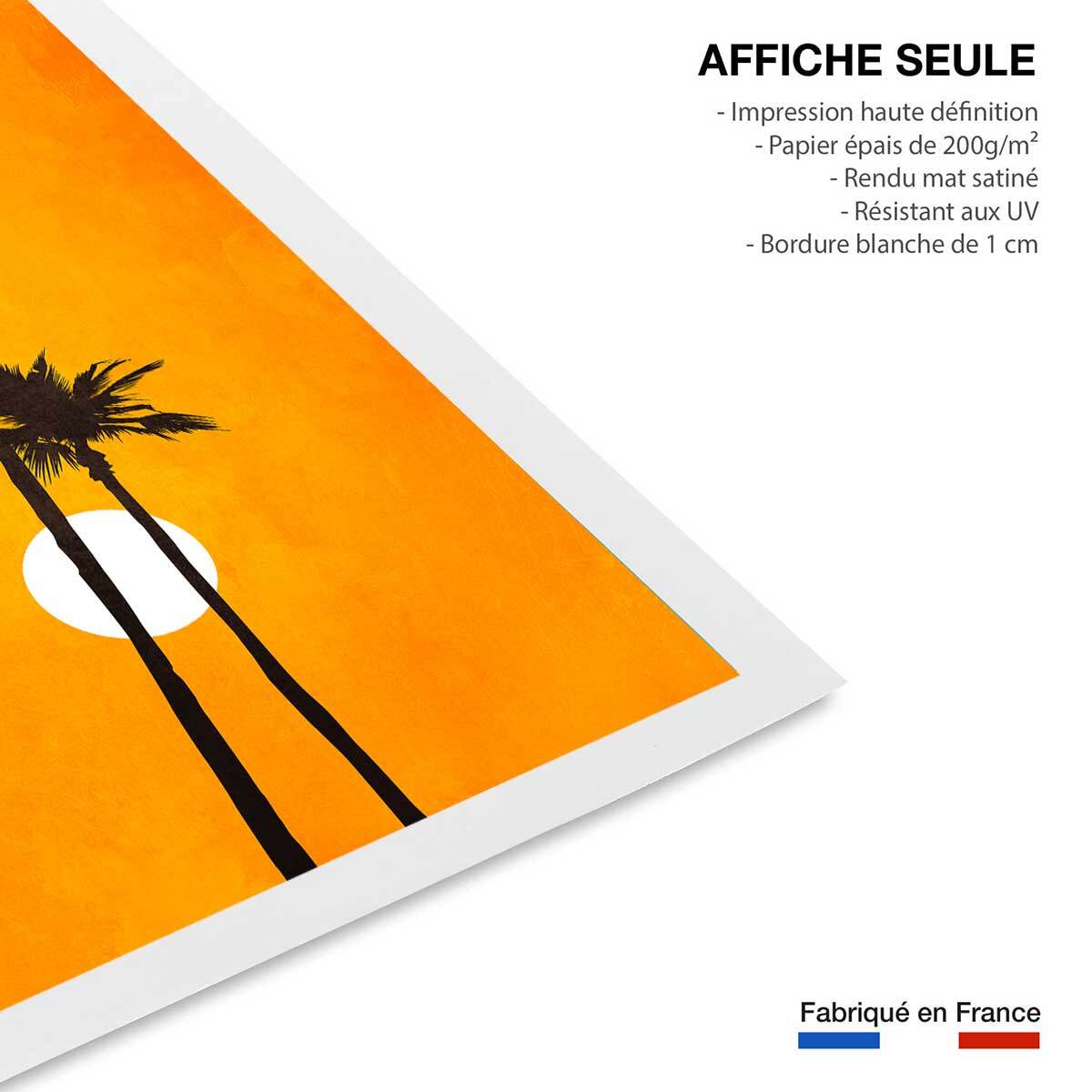 Affiche paysage Sunset palm Affiche seule