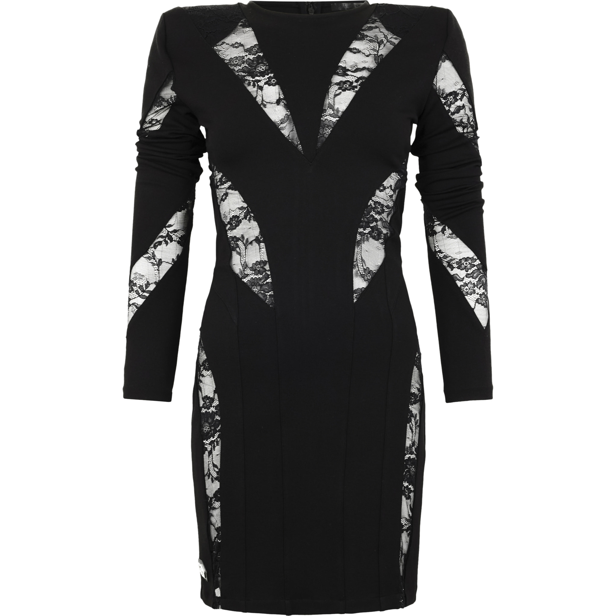 PHILIPP PLEIN Multicutting Long Sleeve Mini Dress Lace