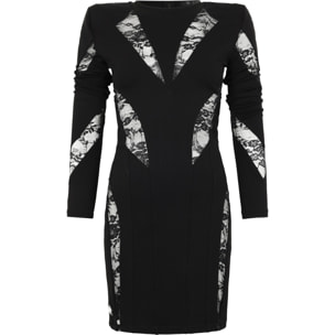 PHILIPP PLEIN Multicutting Long Sleeve Mini Dress Lace