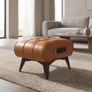 Kumo - Sgabello Pouf Ottomano Moderno 35,5x25x30 cm Poggiapiedi in Similpelle Cuoio