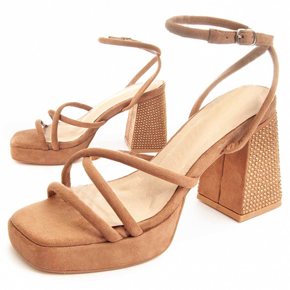 Sandalias de Tacón - Marron - Altura: 10 cm