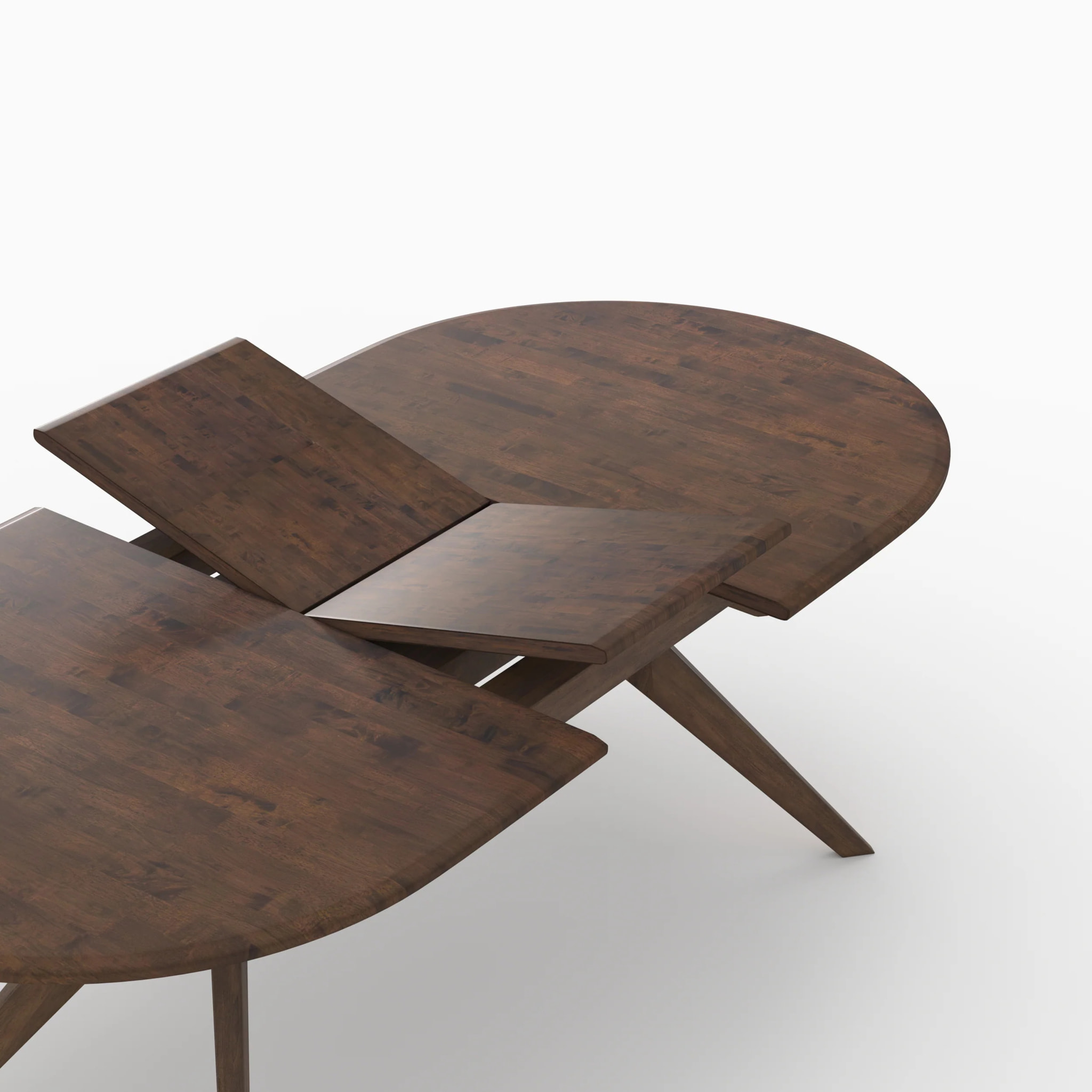 Table extensible en bois d'hévéa massif foncé 6 à 10 personnes - Oli