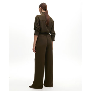 Pantaloni dritti con elastico e nervatura centrale