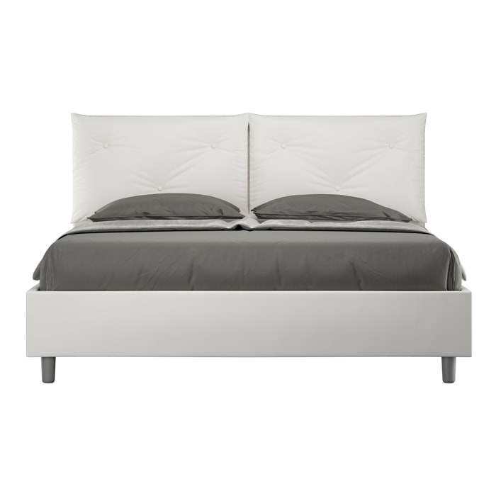 Letto matrimoniale con rete imbottito 160x200 similpelle bianco Appia