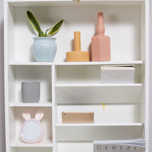 Bureau pliable rabattable - bureau bibliothèque 2 en 1 - étagères - blanc