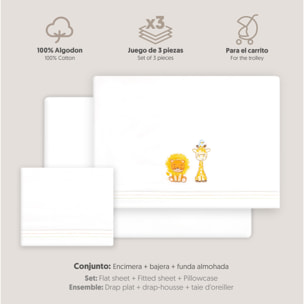 Triptico Coche Leon Jirafa Pajarito Blanco