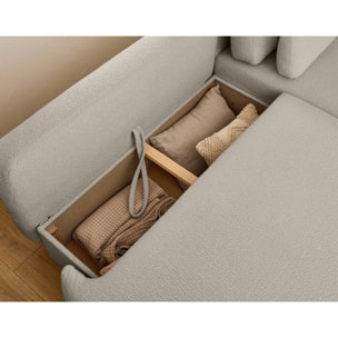 Mahina - canapé d'angle droit - 4 places - convertible avec coffre - en tissu bouclette - Taupe