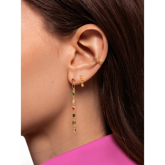 Orecchino Cascade Colors Argento Placcato Oro