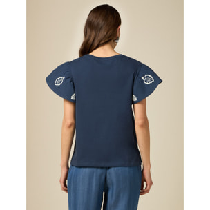 Oltre - Camiseta con mangas con estampado - Azul