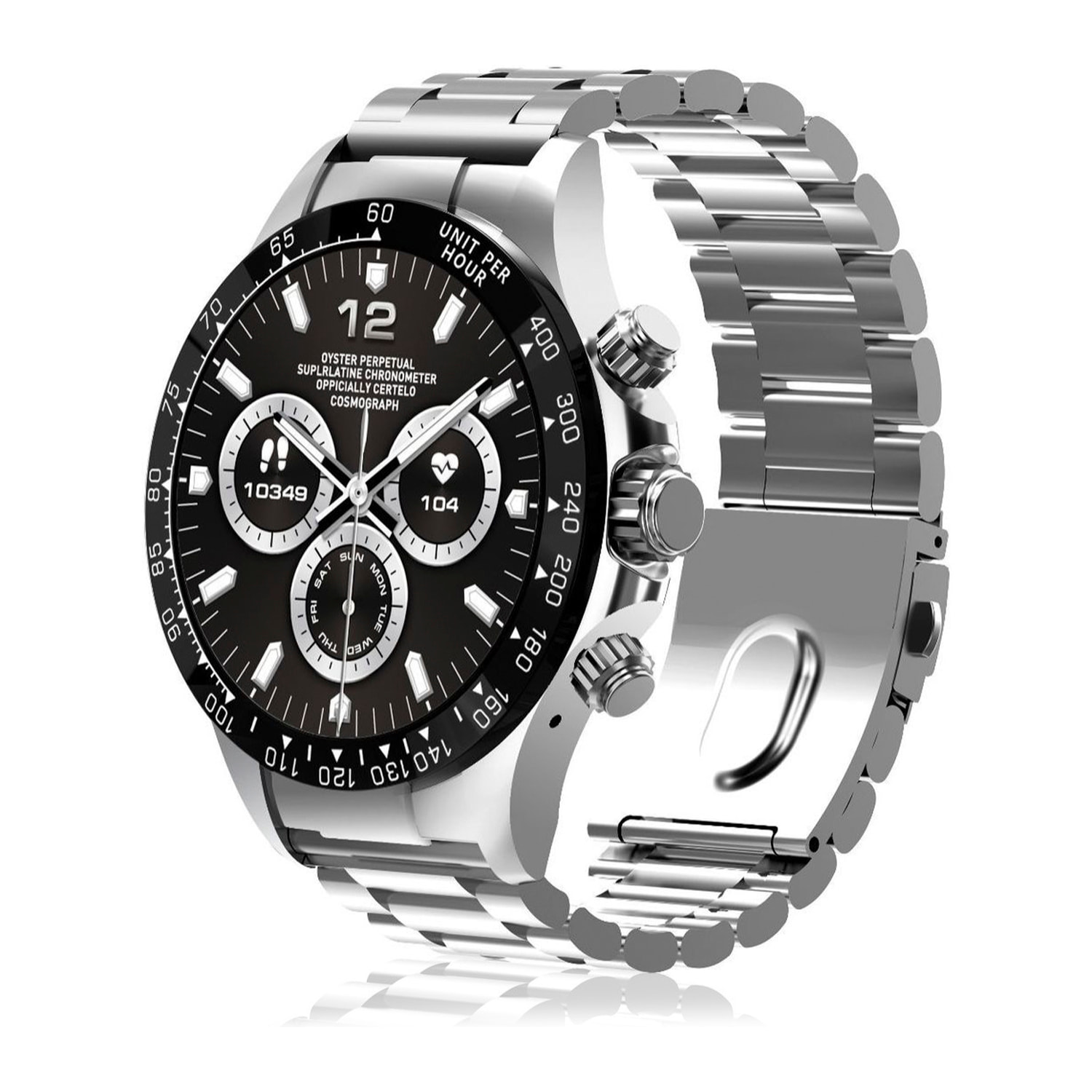 DAM Smartwatch G6 Max. Llamadas BT, notificaciones, asistente de voz. Monitor de tensión y cardiaco, multideportivo. 5,6x1,2x5,3 Cm. Color: Plata