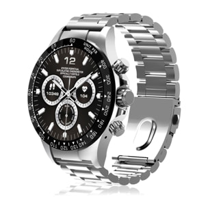 DAM Smartwatch G6 Max. Llamadas BT, notificaciones, asistente de voz. Monitor de tensión y cardiaco, multideportivo. 5,6x1,2x5,3 Cm. Color: Plata