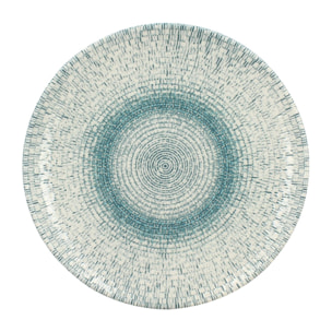 Lot de 6 assiettes plates en porcelaine blanche et bleue 27cm AQUA