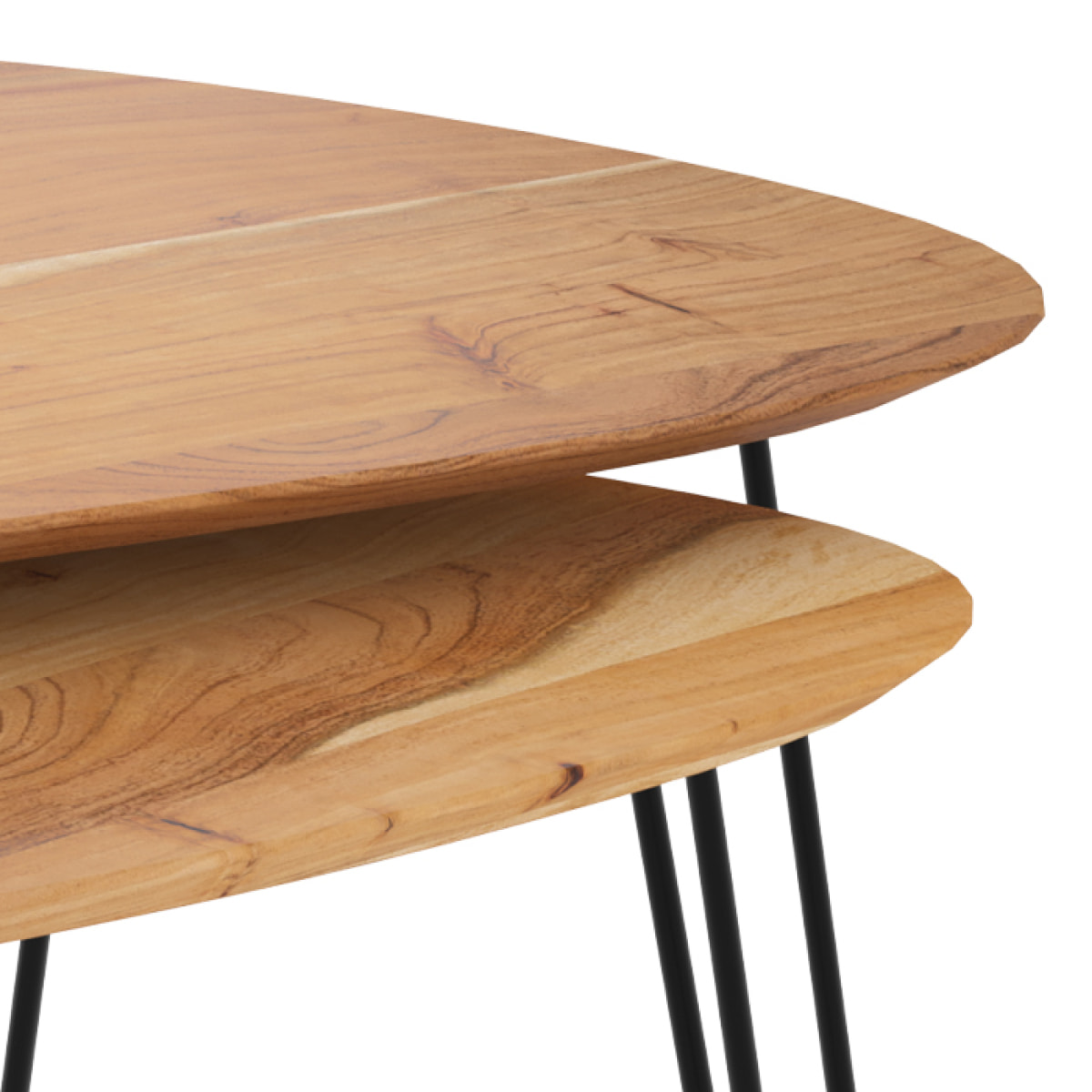 Table basse d'acacia ovale gigogne en bois (lot de 2) - Kiwi