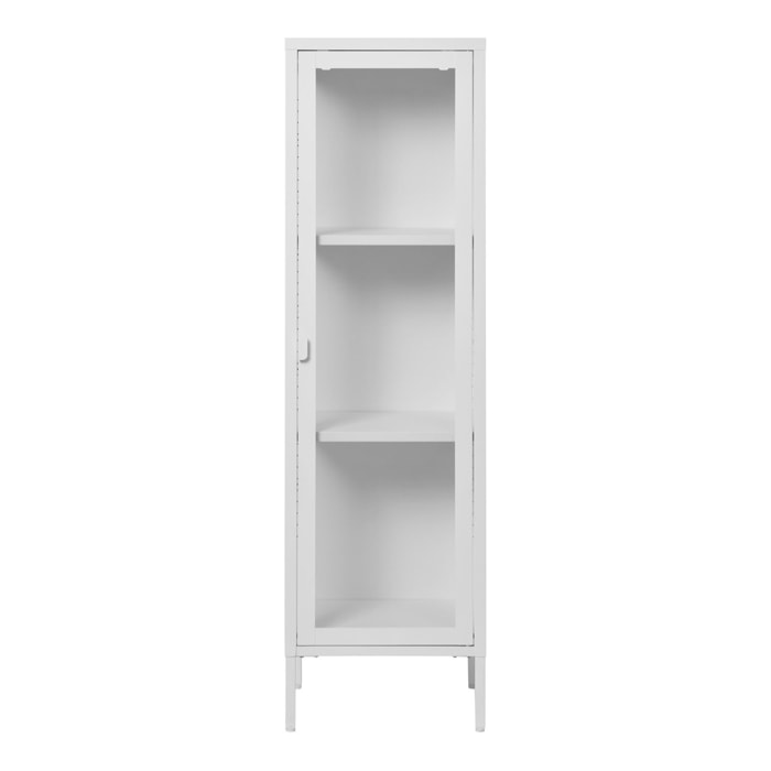 Vetrina Brisbane Slim con 1 anta in vetro, acciaio bianco 40×35×140 cm