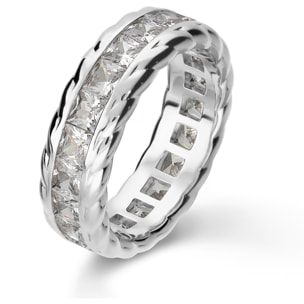 Anello Veretta Texture in Argento 925 con Cubic Zirconia