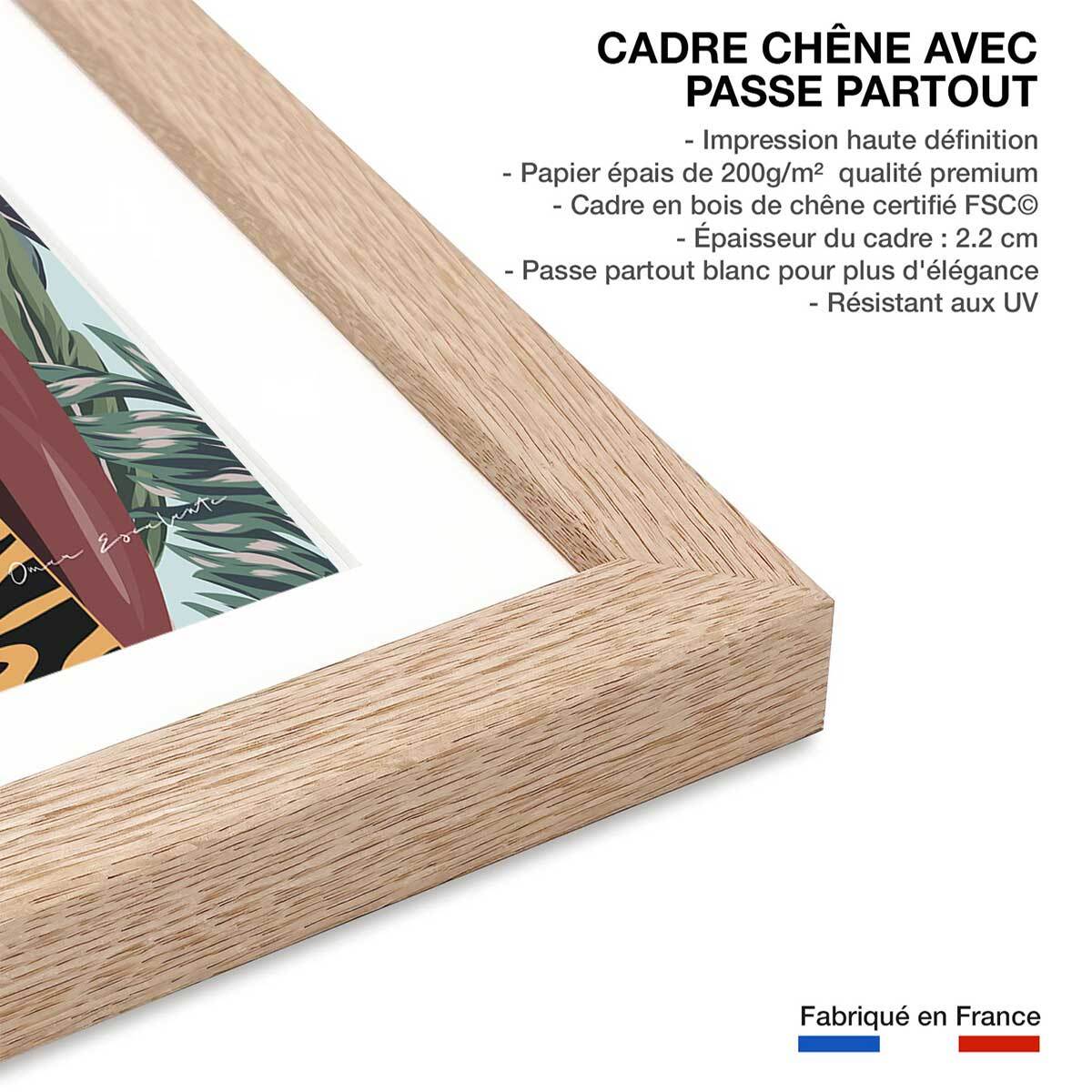 Affiche mode Jamaican girl Affiche + cadre en bois - Chêne