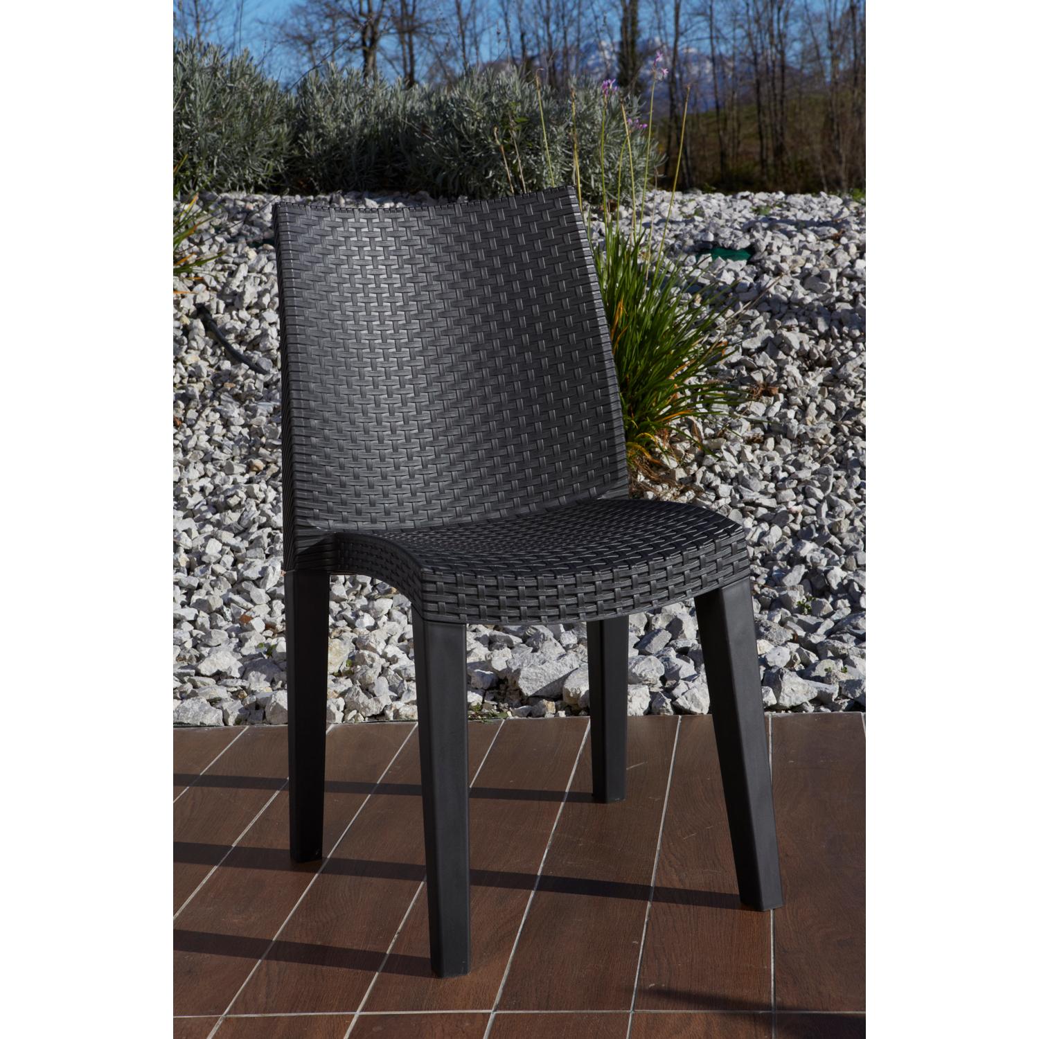 Sedia da esterno Trieste, Seduta da giardino, Sedia per tavolo da pranzo, Poltrona outdoor effetto rattan, 100 % Made in Italy, Cm 48x55h86, Antracite