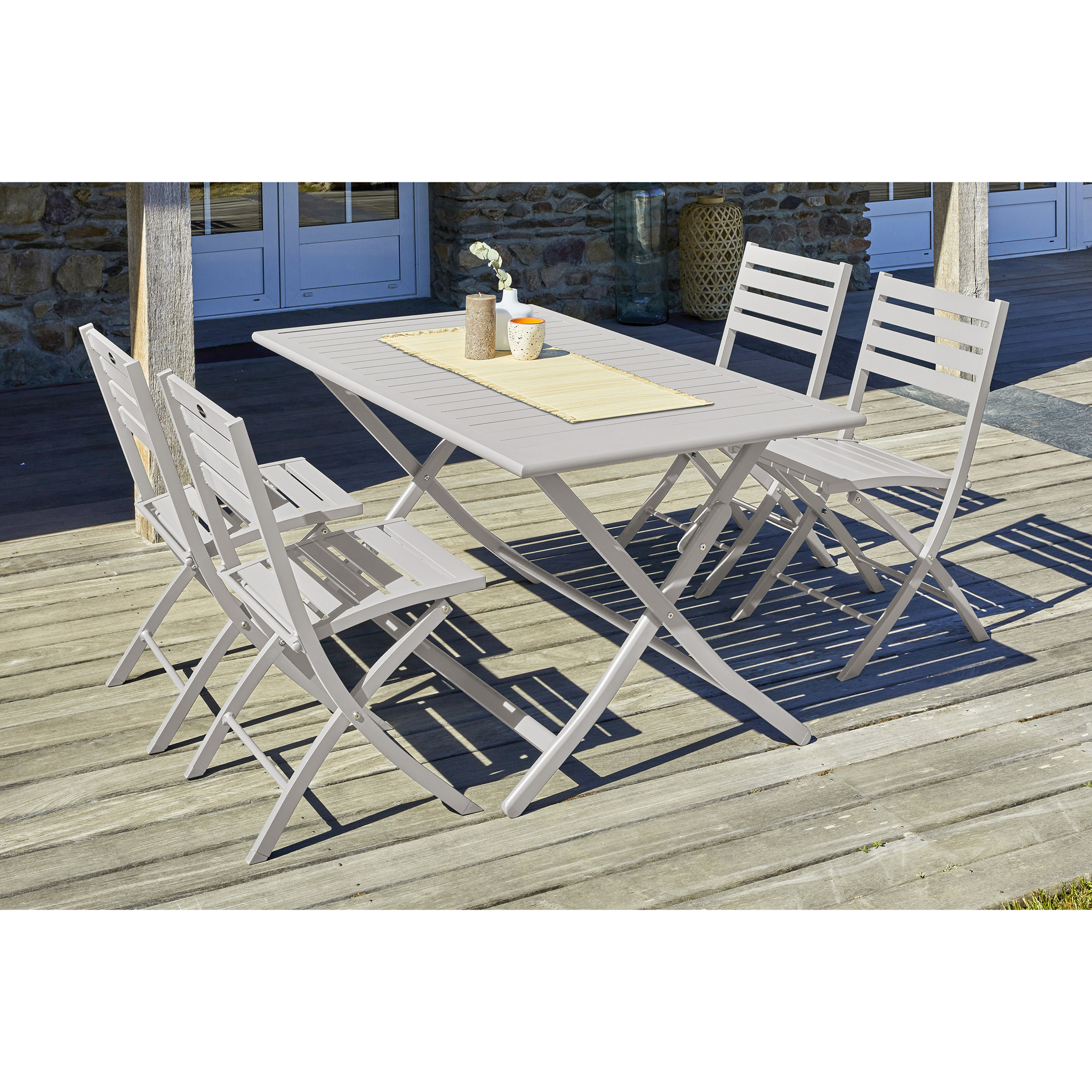 MARIUS - Ensemble repas de jardin 4 places en aluminium