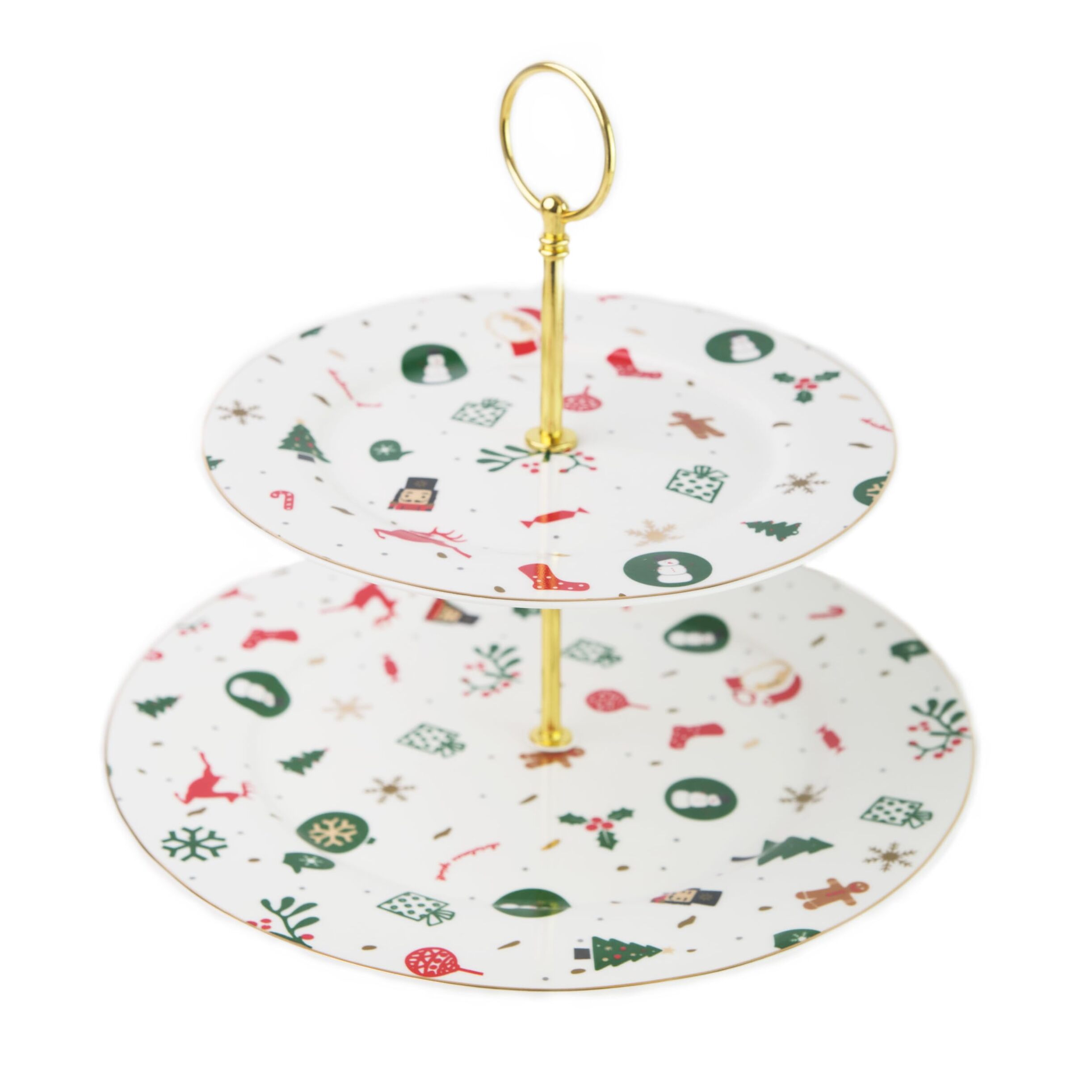 Alzata a 2 piani Fantasia del Natale in new bone china