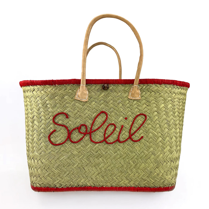 Panier artisanal de Madagascar - Soleil GM Rouge
