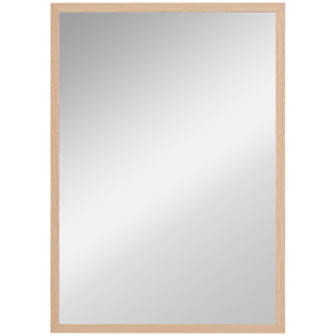 Miroir mural rectangulaire dim. 50L x 70H cm cadre MDF aspect bois clair