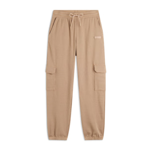 Pantaloni cargo da donna in tessuto jersey waffle