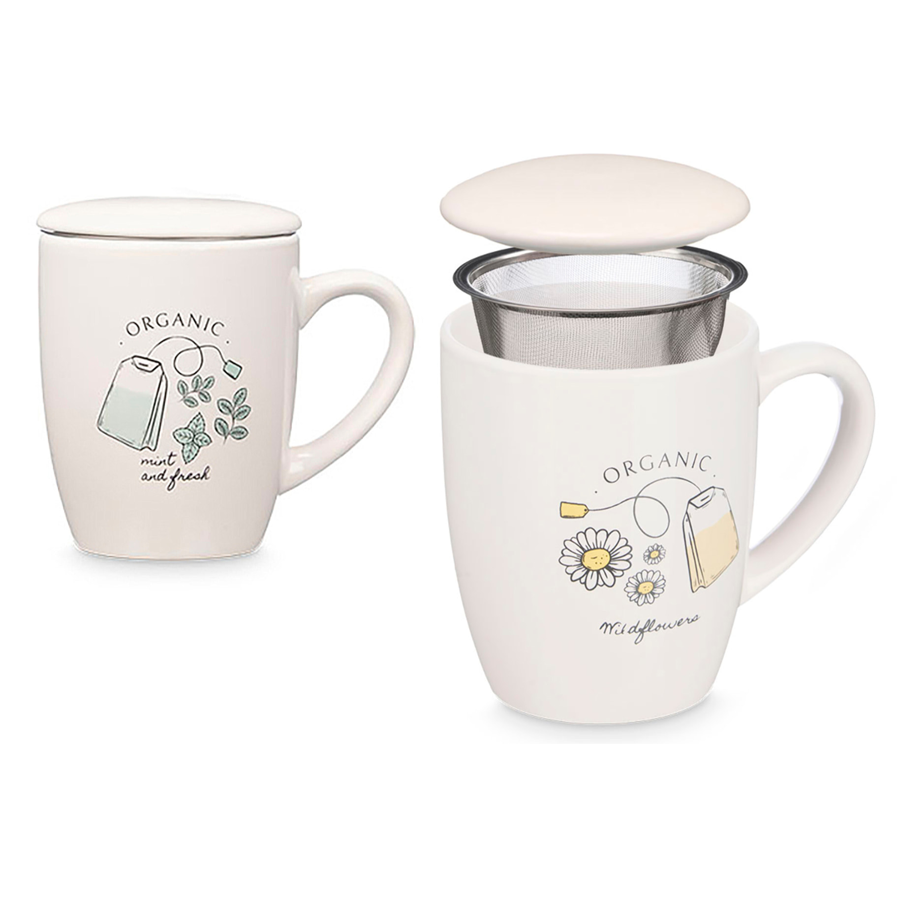 Set de 2 tazas de porcelana diseño Organic. 340 ml de capacidad. Surtido 2 diseños.