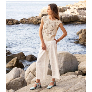 Sandalias con tacón N884 SOFT NAPPA CUERO/ FLORA color Cuero