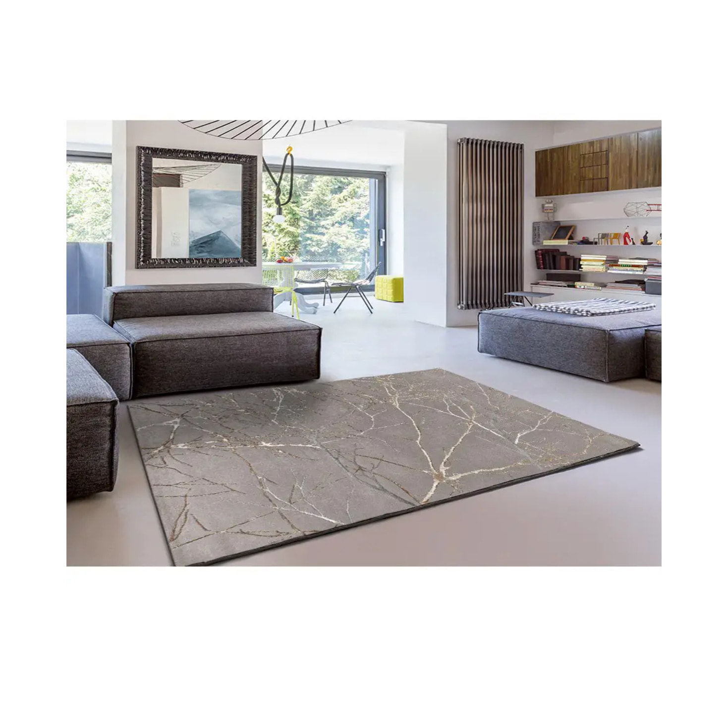 CREATION Alfombra efecto mármol de pelo corto gris, varias medidas disponibles.