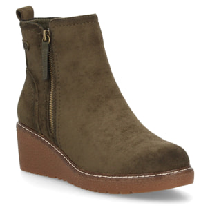Botin de cuña para mujer, comodo y diseño elegante. Detalles de costura y doble cremallera
