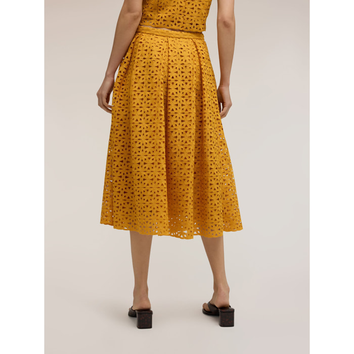 Motivi - Falda plisada de encaje macramé - Amarillo