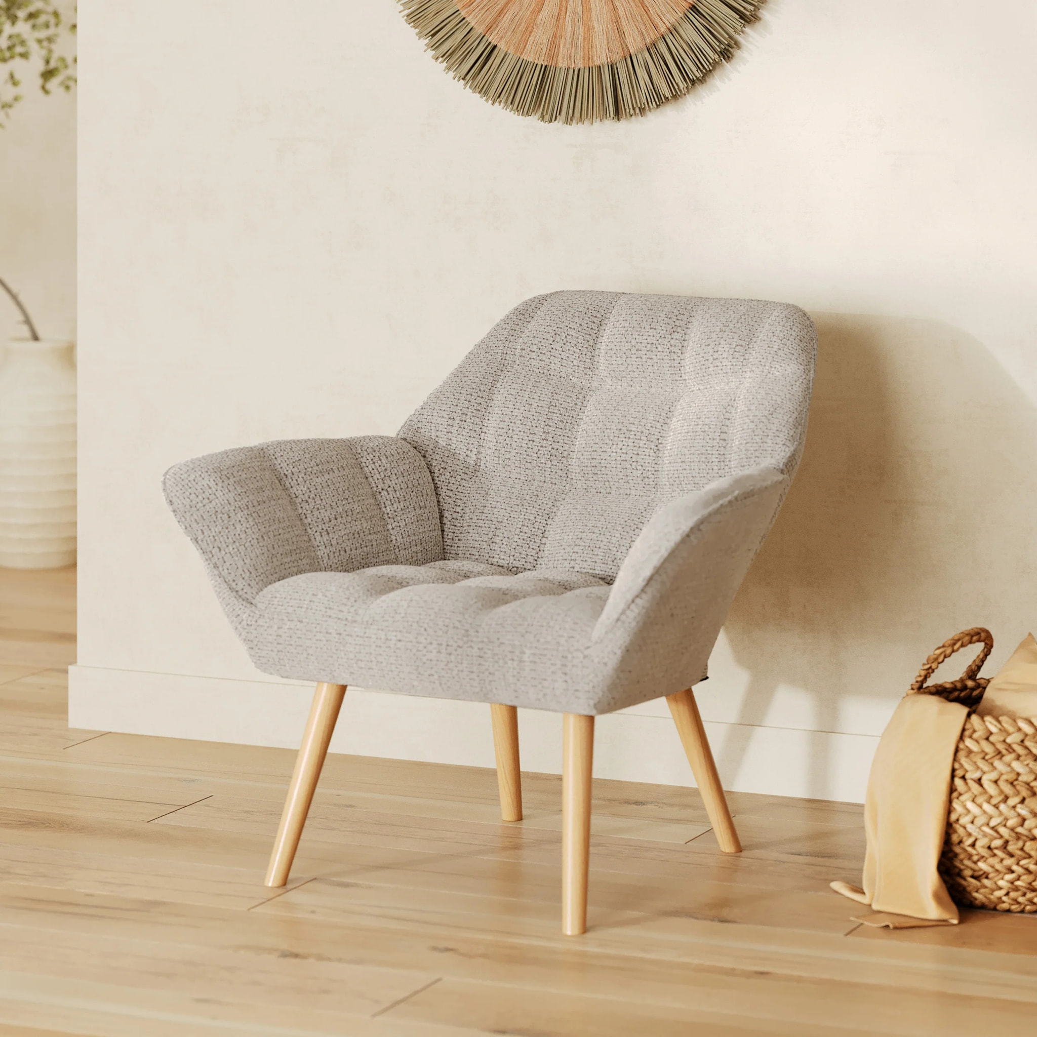 Fauteuil en tissu gris clair - Simba