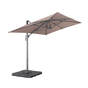 Parasol déporté rectangulaire 2x3m + 4 dalles à lester 50x50cm ANTIBES
