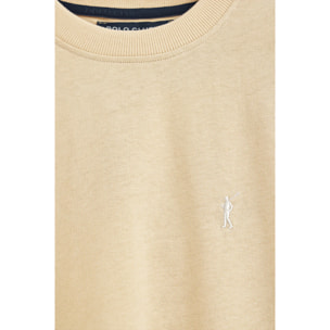 Camiseta color marfil de algodón y lino con bordado Rigby Go