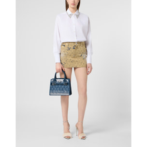 PHILIPP PLEIN Jacquard Mini Skirt Monogram Crystal