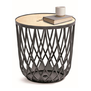 Cesta multifuncional 35l uniqubo de plastico en color antracita 39 (largo) x 39 (ancho) x 40 (alto) cm con tapa de madera