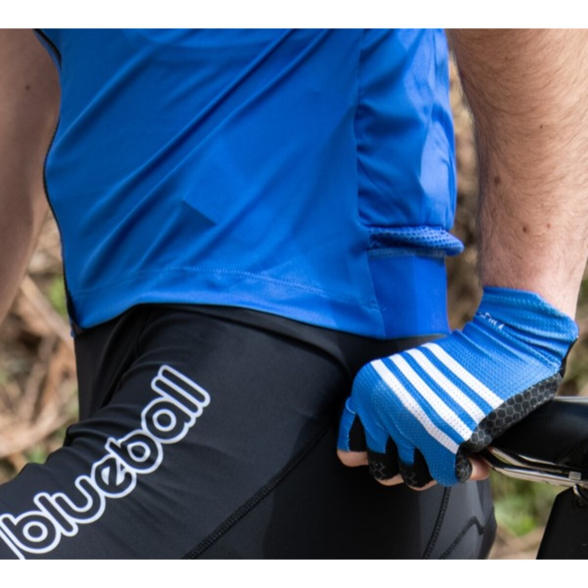 GUANTES BICICLETA CORTOS BLUEBALL EN AZUL CON RAYAS BLANCAS