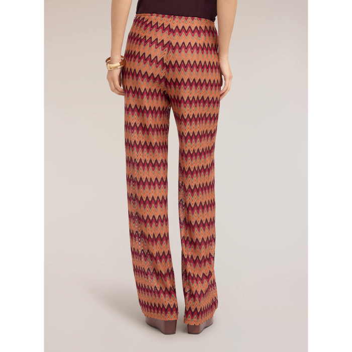 Motivi - Pantaloni palazzo in maglia chevron - Arancione