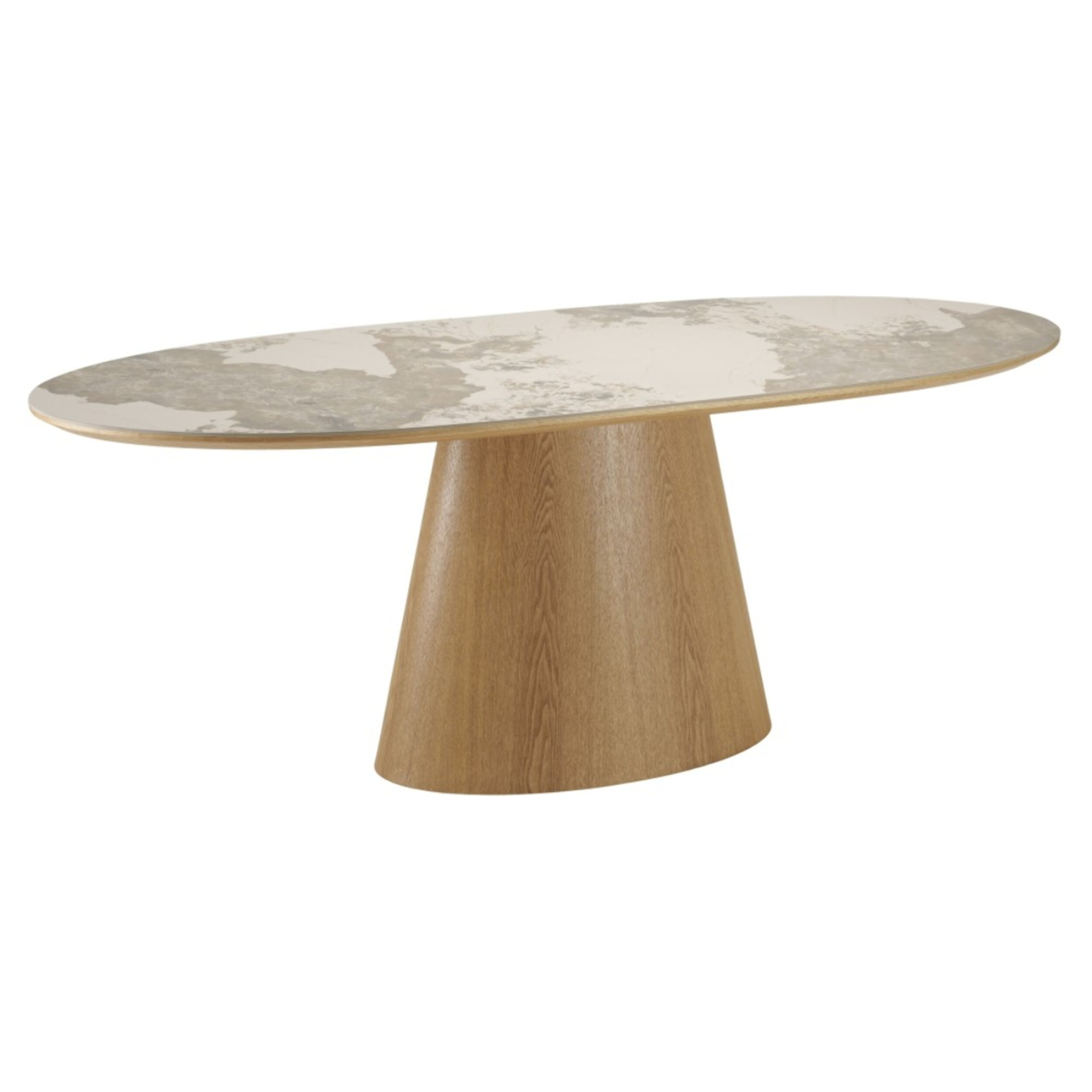 UGO - Table à manger 200x90cm plateau céramique pieds bois