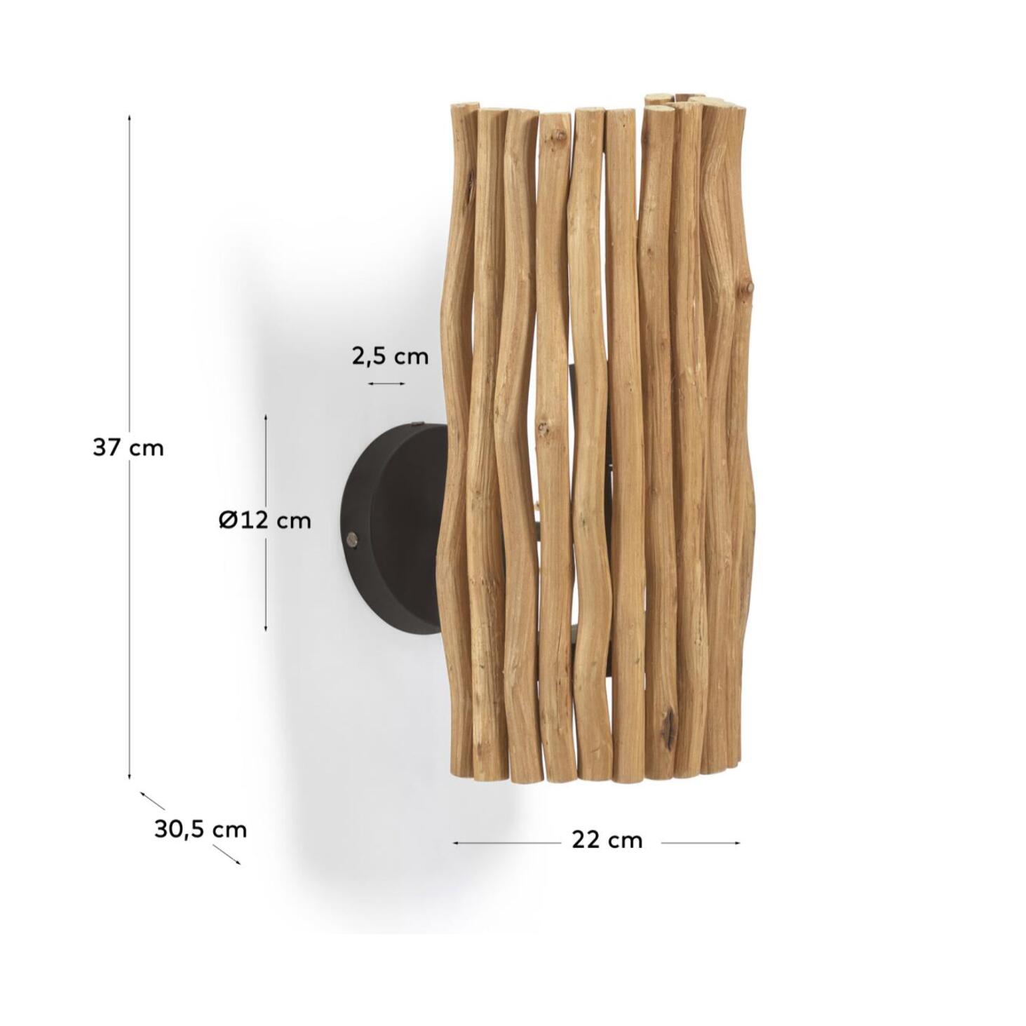 Kave Home - Applique Crescencia in legno effetto invecchiato