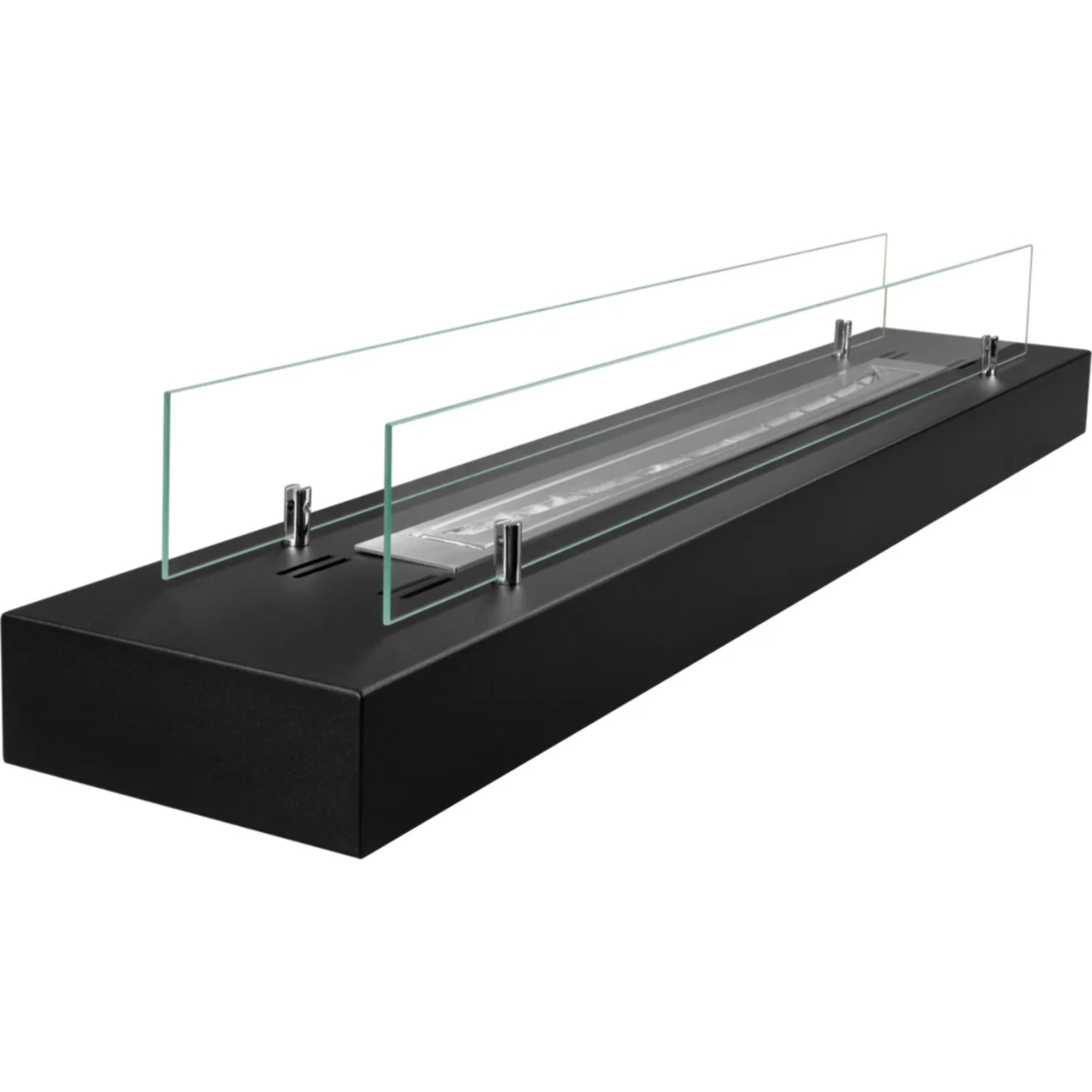 Camino A Bioetanolo Da Appoggio 120x19,4x21 cm con Bruciatore 1lt in Acciaio Inox Nero