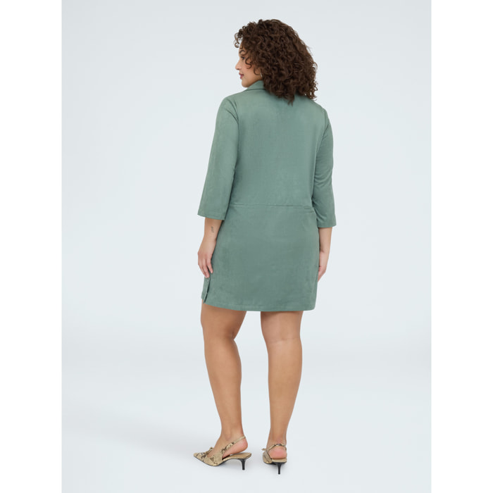 Fiorella Rubino - Vestido soft touch corto con cuello polo - Verde militare